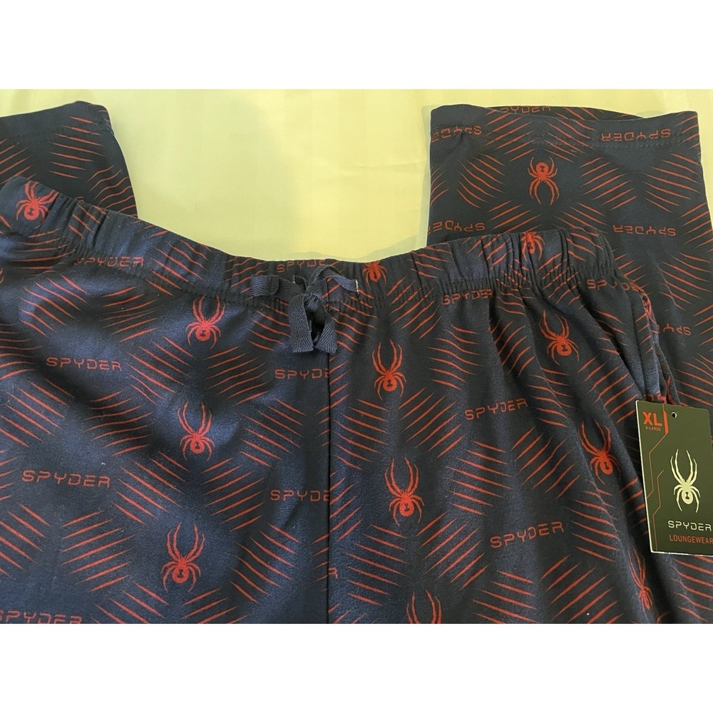 SPYDER Pajama Sweat Pants Mens XL Super Soft Navy Blue Red NWT Lounge Wear - Picture 3 of 6